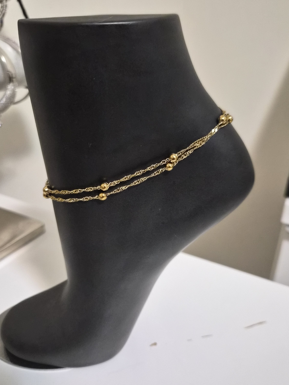 Gold Beaded Double-Chain Anklet - Women Accessories